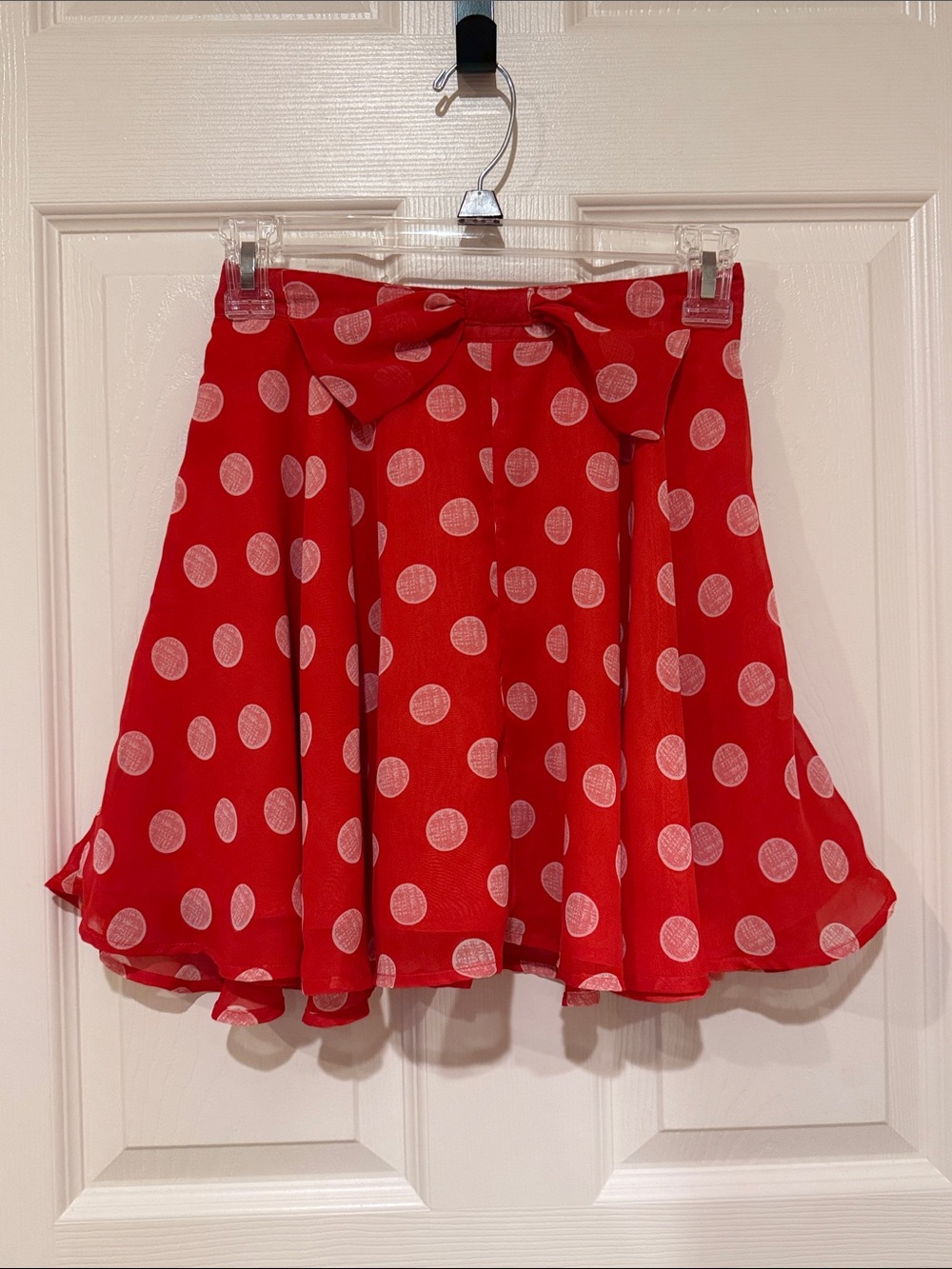 Material Girl Red Polka Dot Skater Skirt with Bow Waist